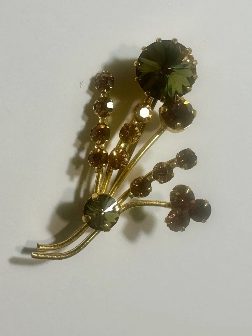 Vintage 1950s Austrian Rhinestone Floral Spray Brooch